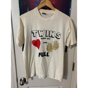 Vintage 80s Screen Stars Best Twins Keep My Heart Hands Full T-Shirt White Large